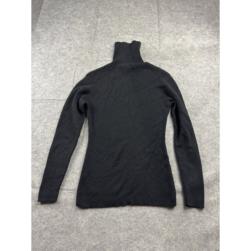 Black Turtleneck Ribbed Women's Sweater - Picture 5 of 8